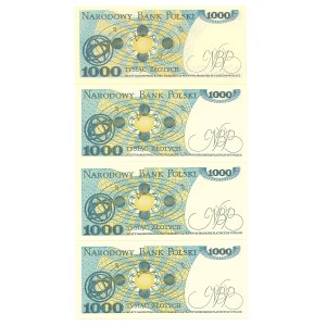 PRL, 1000 złotych 1982 GR, KB, KC, KD - zestaw 4 egz.