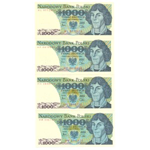 Volksrepublik Polen, 1.000 Złoty 1982 HL, HP, HS, HW – 4-teiliges Set