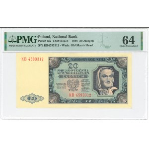 PRL, 20 złotych 1948 KB - PMG 64