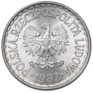 People's Republic of Poland, 1 zloty, 1982 - narrow date