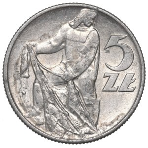 Polská lidová republika, 5 zlotých, 1958, Rybář – úzká osmička