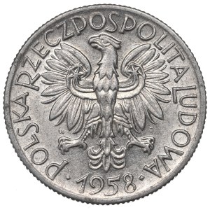 Polská lidová republika, 5 zlotých, 1958, Rybář – úzká osmička