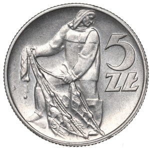 People's Republic of Poland, 5 zlotych, 1959, Fisherman