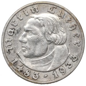 Deutschland, Weimarer Republik, 5 Mark 1933 A, Berlin – 450. Geburtstag von Martin Luther