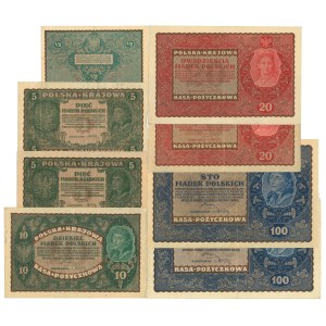 Second Polish Republic, 1-20 Polish marks - set of 5 pcs.