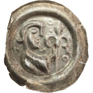 Leszek Biały (1202-27), brakteat, Kraków, postać z berłem - RZADKI