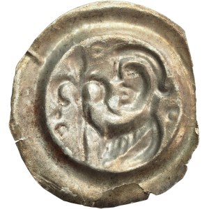 Leszek Biały (1202-27), brakteat, Kraków, postać z berłem - RZADKI