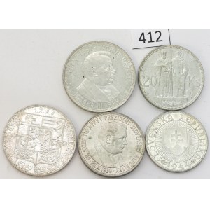 Czechoslovakia, Set of 10-50 crowns 1933-43
