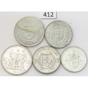Czechoslovakia, Set of 10-50 crowns 1933-43