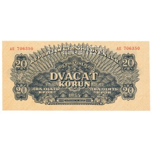 Czechosłowacja, 20 koron 1944 AE - SPECIMEN