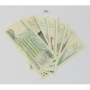 PRL, Zestaw banknotów 10-5000 złotych - 7 egzemplarzy