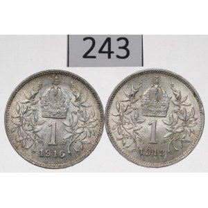Austria, Lot of 1 crown 1913-16