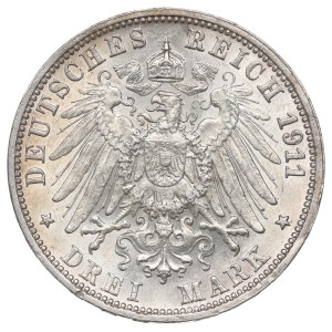Germany, Wuerttemberg, 3 mark 1911