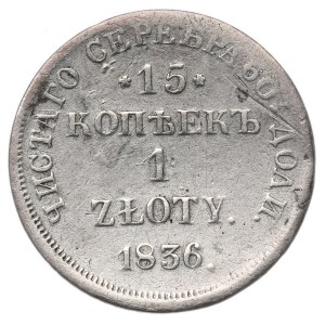 Poland under Russia, Nicholas I, 15 kopecks=1 zloty 1836 MW