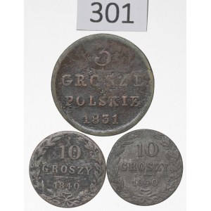 Królestwo Polskie, Mikołaj I, Zestaw 3-10 groszy 1831-40