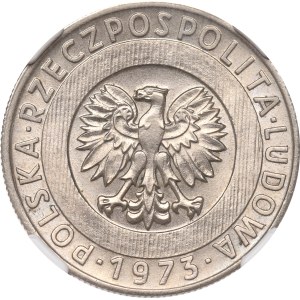 People's Republic of Poland, 20 zlotych, 1973: Skyscraper and Ears of Wheat - NGC MS64