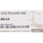 People's Republic of Poland, 20 zlotych, 1973: Skyscraper and Ears of Wheat - NGC MS64