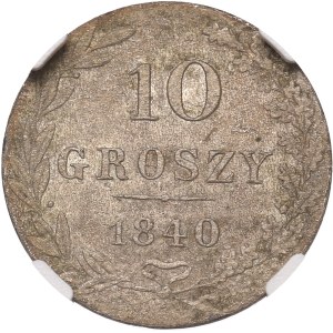 Zabór rosyjski, Mikołaj I, 10 groszy 1840 - NGC AU Details
