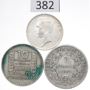 Belgium and France, Lot of 1-10 francs 1887-1942