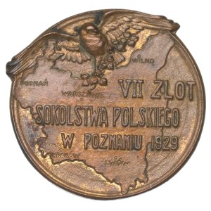 Second Polish Republic, Badge of the 7th Polish Sokol Movement Rally in Poznań, 1929