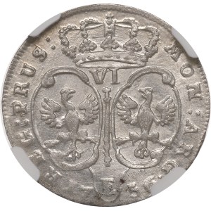 Germany, Prussia, Frederick II the Great, 6 groschen 1756 E, Königsberg - NGC AU58