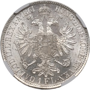 Austria, Franciszek Józef, 1 floren 1861 - NGC UNC Details