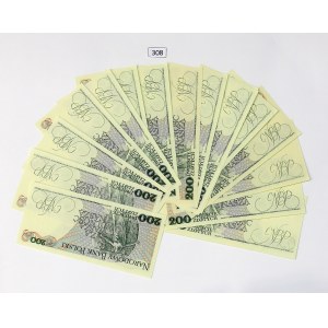 PRL, Set of 16 x 200 złoty 1988 (EL)