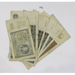 Second Polish Republic, Set of 6 banknotes of the Bank of Issue - 5-500 zlotys
