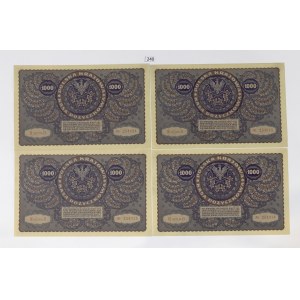 Seconda Repubblica Polacca, 1000 marchi polacchi 1919, SERIE III B - set di 4 esemplari (da un unico pacco)