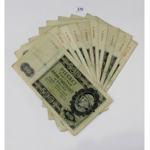 Second Polish Republic, Set of 10 banknotes x 500 złoty of the Bank of Issue