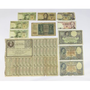 Poland, Set of 10 banknotes and loan sheet