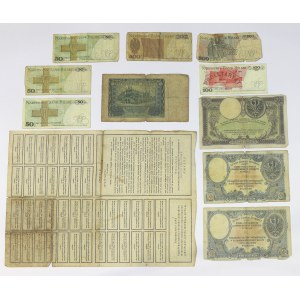 Poland, Set of 10 banknotes and loan sheet
