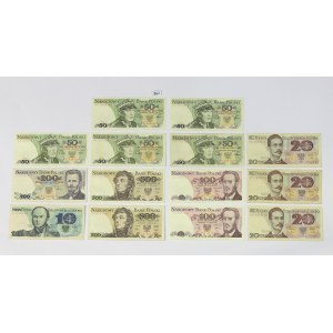 PRL, Set of banknotes 10-500 PLN - 14 pcs.