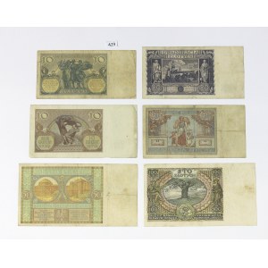 Second Polish Republic, Set of 6 Bank of Poland banknotes - 10-100 zlotys