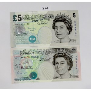 England, 2 x 5 pounds