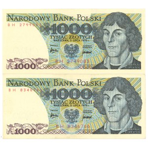 PRL, 1000 złoty 1975 BH 2799083 and 8346766