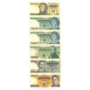 PRL, Set of banknotes 500-20,000 złoty - 6 pcs.