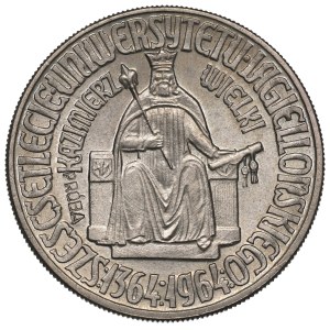 People's Republic of Poland, 10 zlotych, 1964, Casimir III the Great—recessed inscription, CuNi alloy