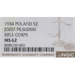II Republic of Poland, 5 zloty 1934 Riffle Eagle - NGC MS62