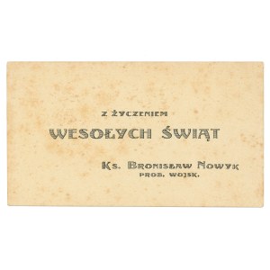 II RP, Wizytówka ksiądz Bronisław Nowyk - proboszcz parafii wojskowej św. Mikołaja Ostrów Wielkopolski