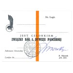 PSZnZ, Membership Card of the Association of Clubs of the 1st Armored Division—form bearing Maczek’s signature