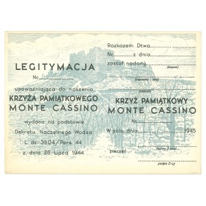 PSZnZ, Monte Cassino Cross ID Card - Blank Form
