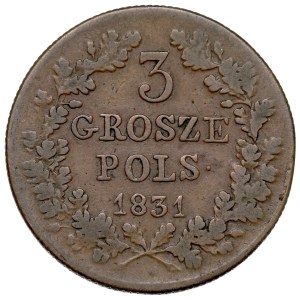 Der Novemberaufstand, 3 Groschen 1831 – Adler mit geraden Krallen
