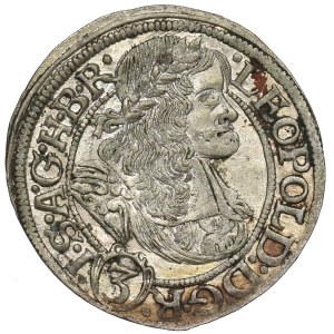 La Silésie sous le règne des Habsbourg, Léopold Ier, 3 kreuzer, 1669, Wrocław