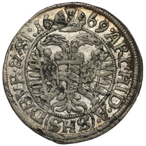 La Silésie sous le règne des Habsbourg, Léopold Ier, 3 kreuzer, 1669, Wrocław