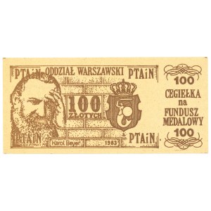 A contribution of PLN 100 for the Medal Fund of PTAiN 1983