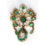 Designer brooch with emeralds