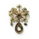 Designer brooch with emeralds