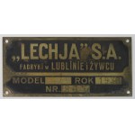 Second Polish Republic, Nameplate of Lechja Spółka Akcyjna, Lublin
