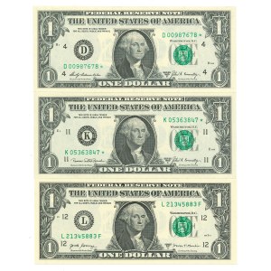 USA, 3 x 1 dollar - 1969c, 1969b, 2017a